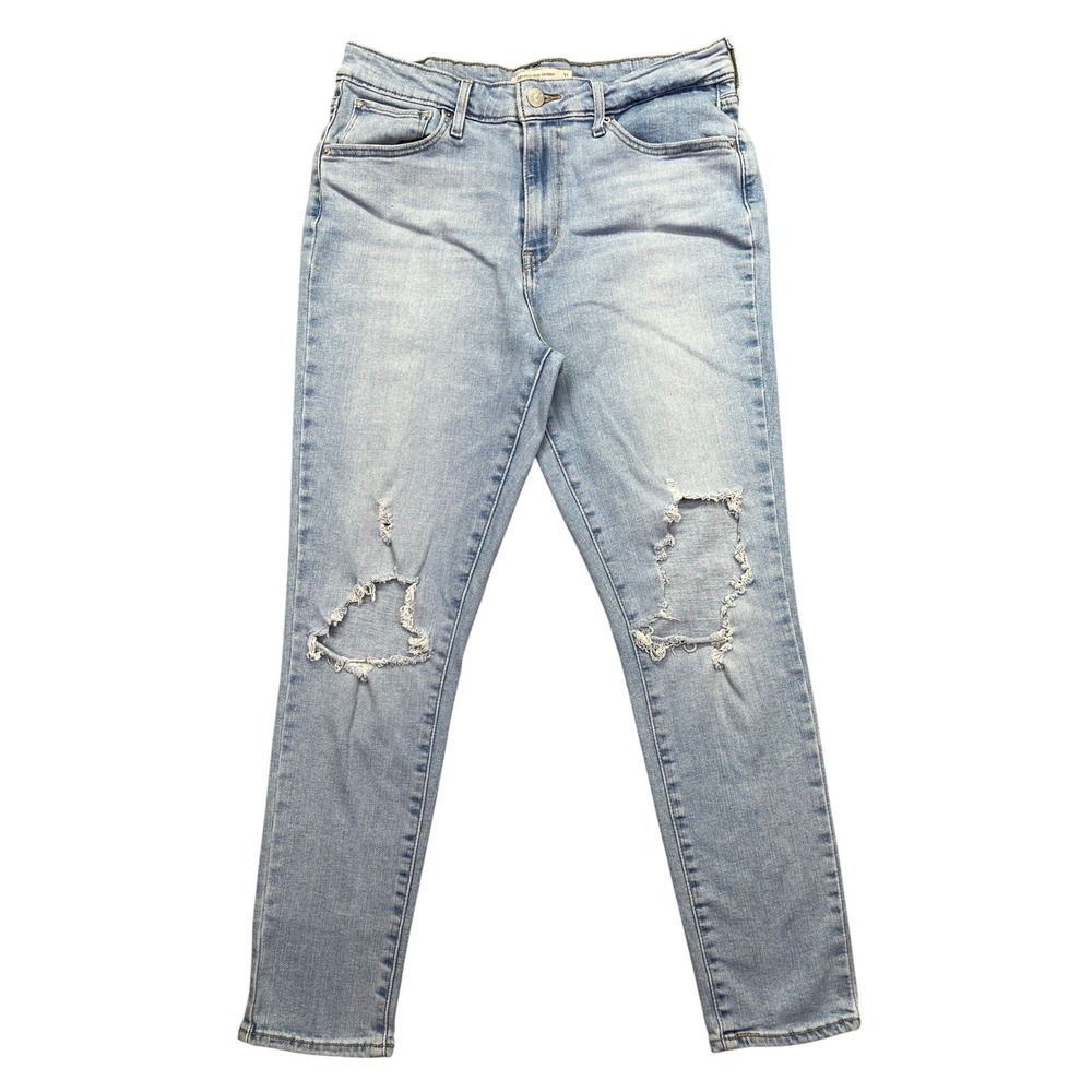 Levi's 721 High Rise Skinny Jeans Distressed Light Wash Denim Sz 31 Fits 29"‎
